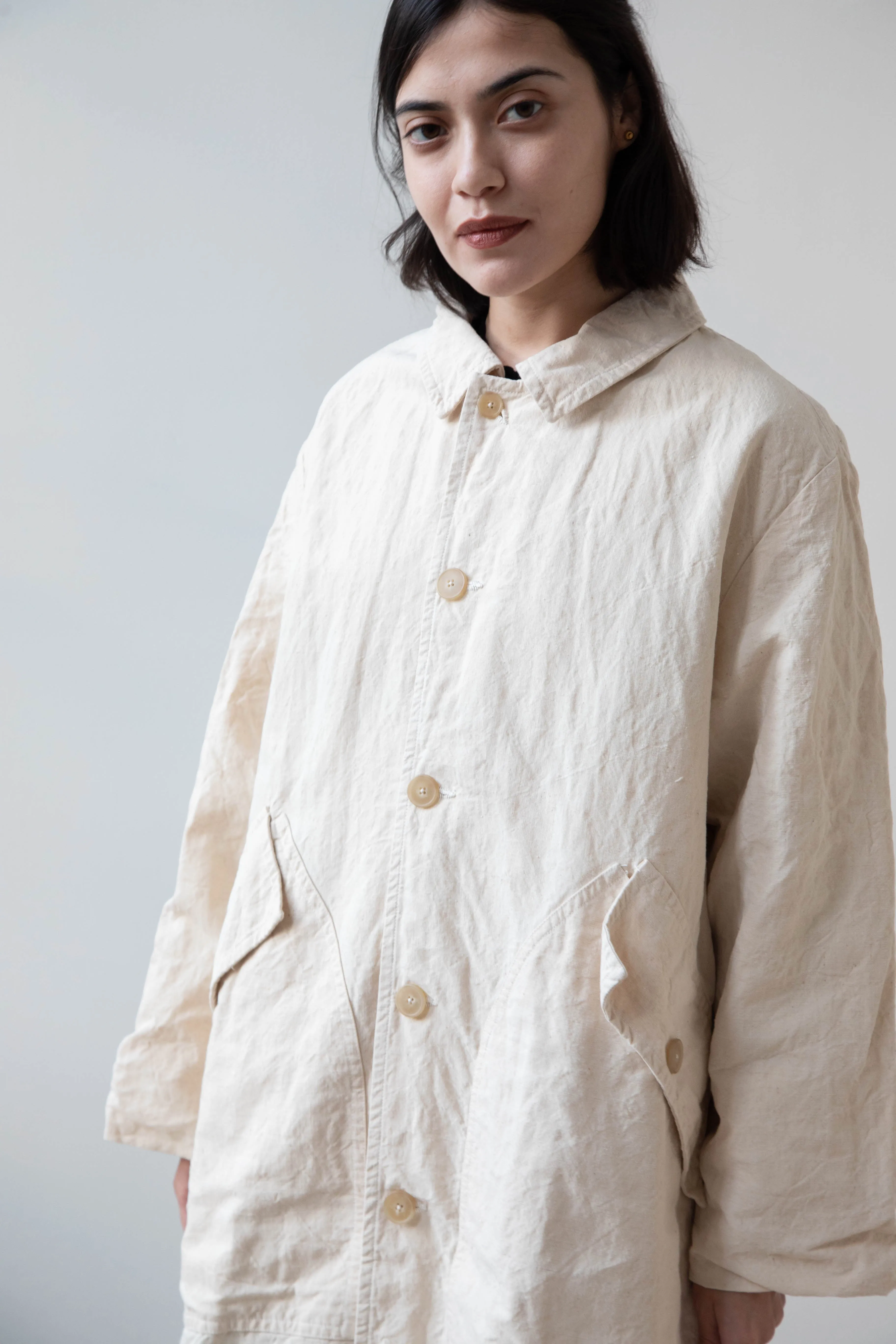 Oliver Church | Big Coat in Natural Antique Cotton Linen