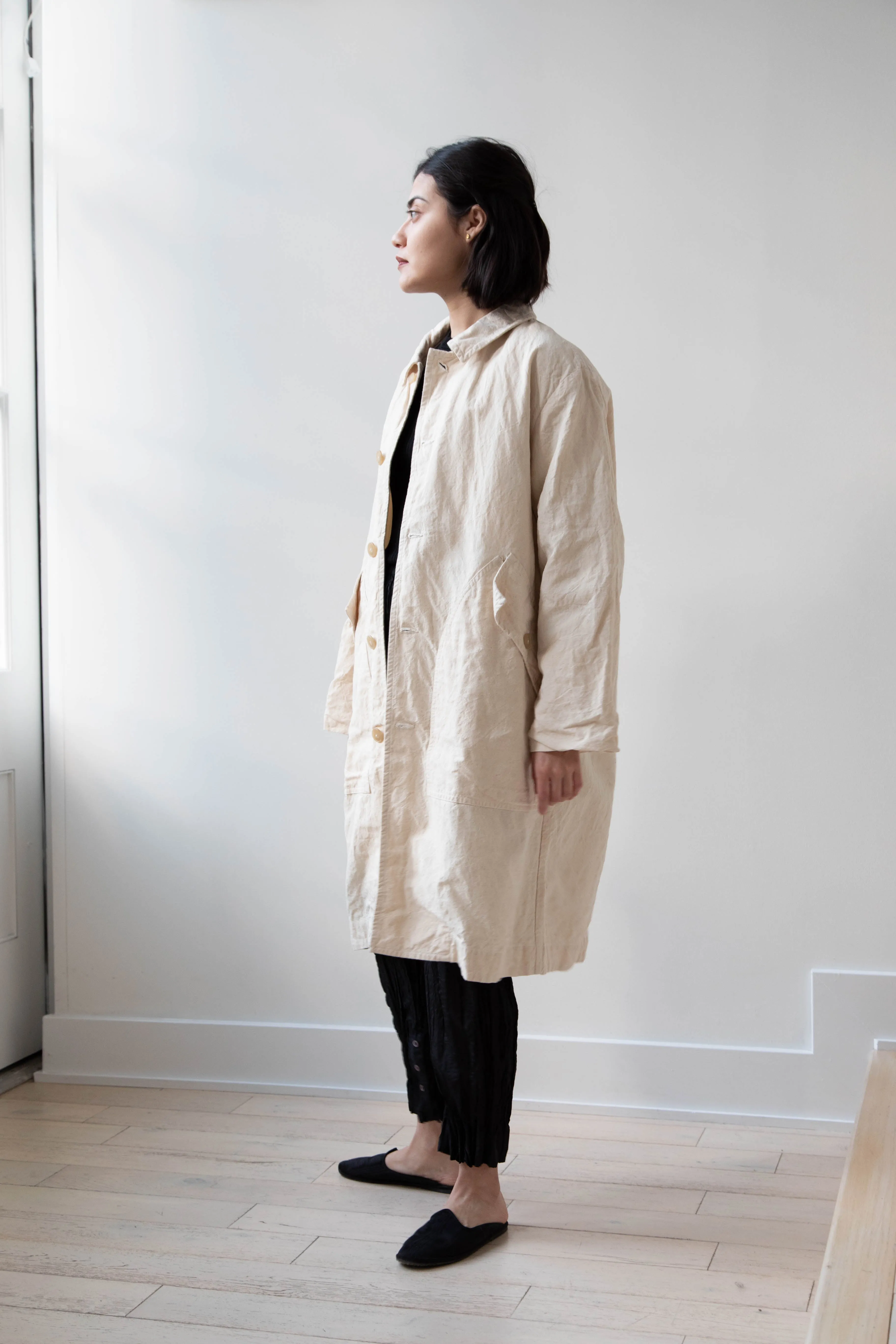 Oliver Church | Big Coat in Natural Antique Cotton Linen