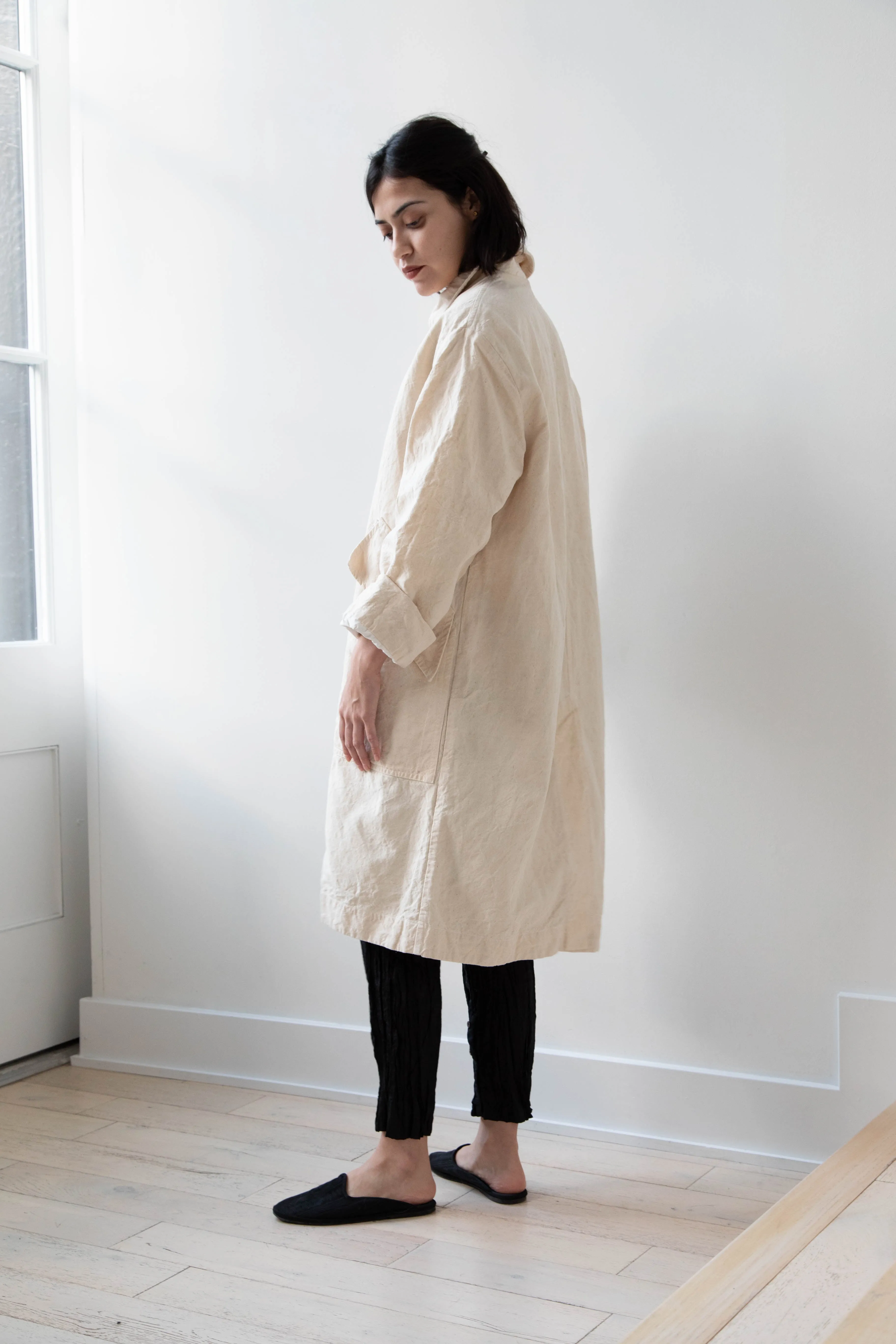 Oliver Church | Big Coat in Natural Antique Cotton Linen