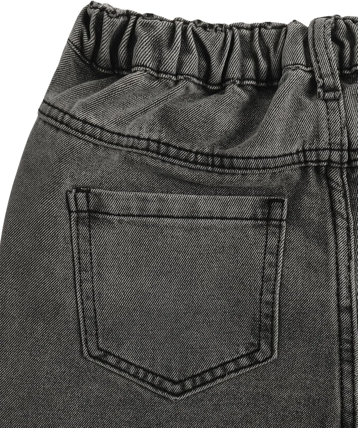 OYOANGLE Girl's Elastic Waist Flared Leg Denim Pants Raw Trim Bell Bottom Jeans with Pockets