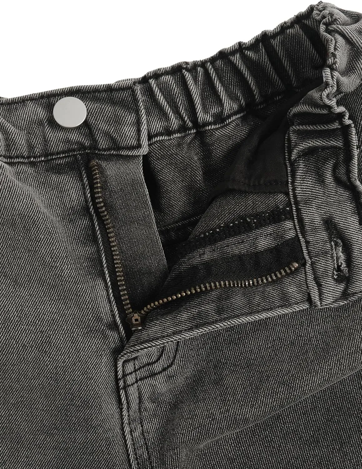 OYOANGLE Girl's Elastic Waist Flared Leg Denim Pants Raw Trim Bell Bottom Jeans with Pockets