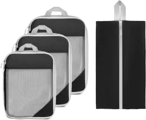 packing cubes Compressed, durable, and ultra light packing cubes for travel Waterproof, large capacity compression packing cubes Home Travel (4pieces black)
