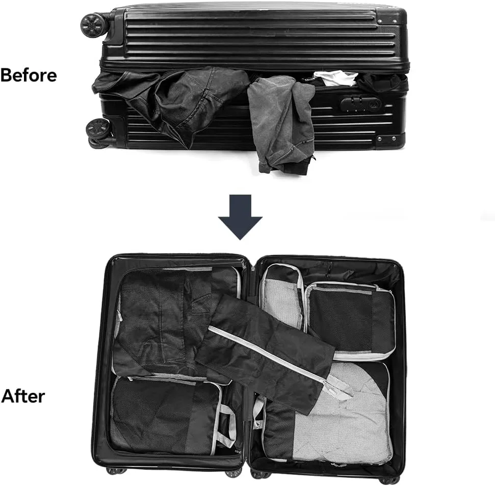 packing cubes Compressed, durable, and ultra light packing cubes for travel Waterproof, large capacity compression packing cubes Home Travel (4pieces black)