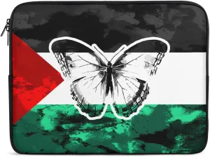 Palestine Flag and Butterflies Personalized Laptop Bag Business Casual Laptop Cases Slim Computer Bag Briefcase