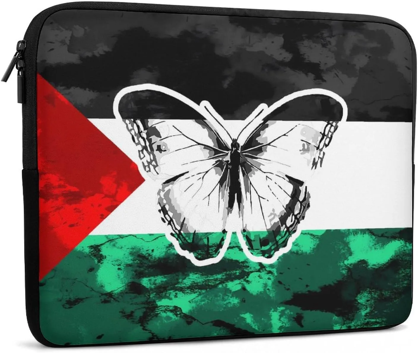 Palestine Flag and Butterflies Personalized Laptop Bag Business Casual Laptop Cases Slim Computer Bag Briefcase