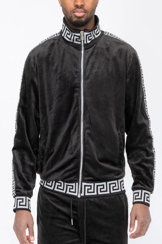 Pattern Trim Velour Track Jackets