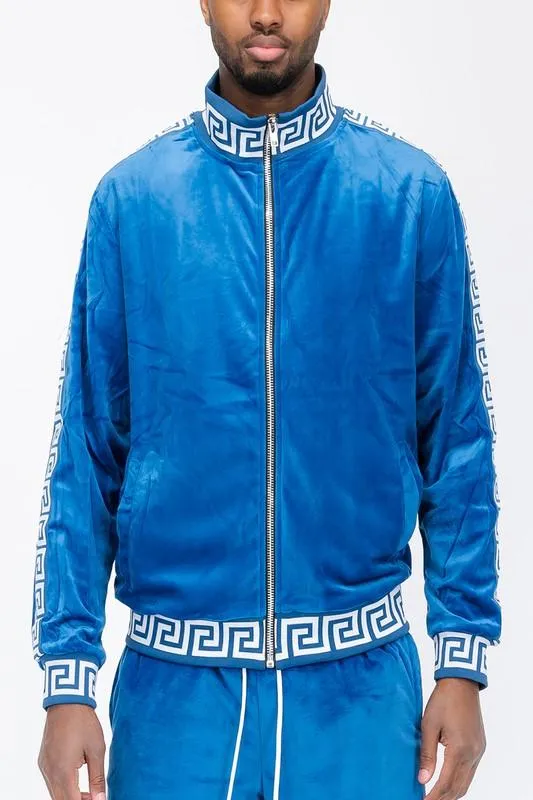 Pattern Trim Velour Track Jackets