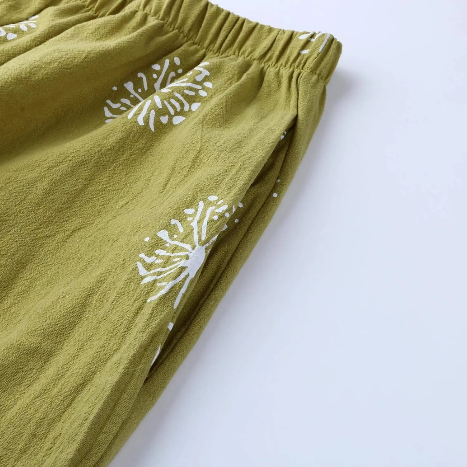Petite Linen Pants for Women Relaxed Fit Cropped Palazzo Lounge Pants Lounge Long Trousers Summer Beach Vacation Pants