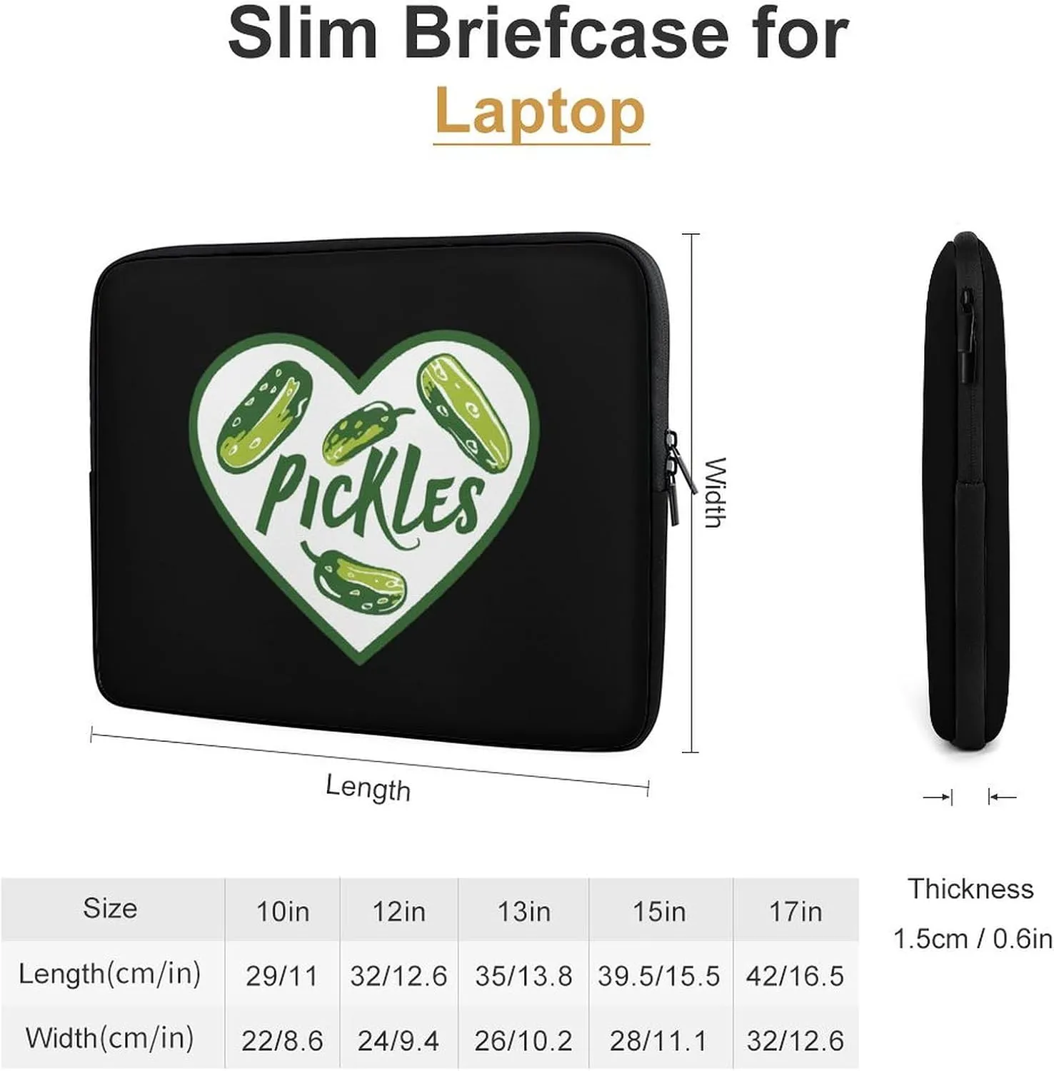 Pickles Lover Personalized Laptop Bag Business Casual Laptop Cases Slim Computer Bag Briefcase