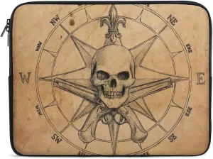 Pirate And Skull Compass Personalized Laptop Bag Business Casual Laptop Case Slim Computer Bag Briefcase