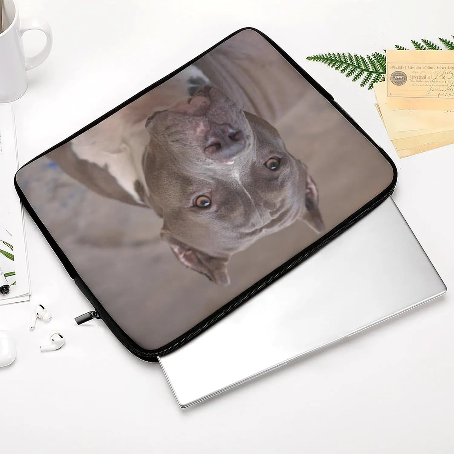 Pit Bull Dog Personalized Laptop Bag Business Casual Laptop Case Slim Computer Bag Briefcase