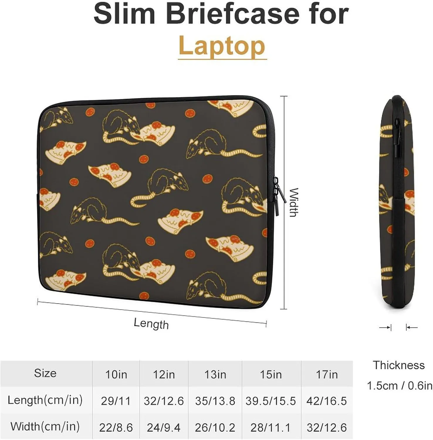 Pizza And Rats Personalized Laptop Bag Business Casual Laptop Case Slim Computer Bag Briefcase