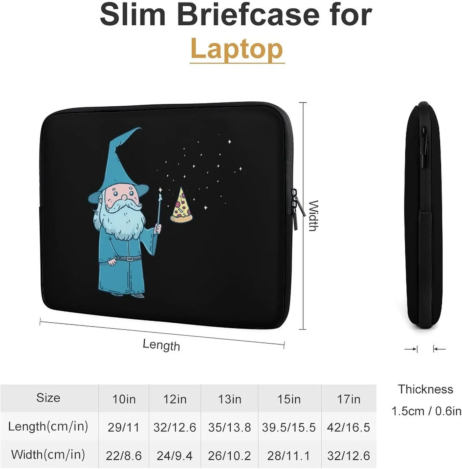 Pizza Wizzard Personalized Laptop Bag Business Casual Laptop Cases Slim Computer Bag Briefcase