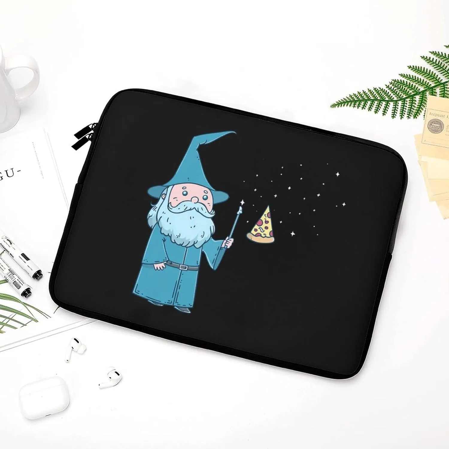 Pizza Wizzard Personalized Laptop Bag Business Casual Laptop Cases Slim Computer Bag Briefcase