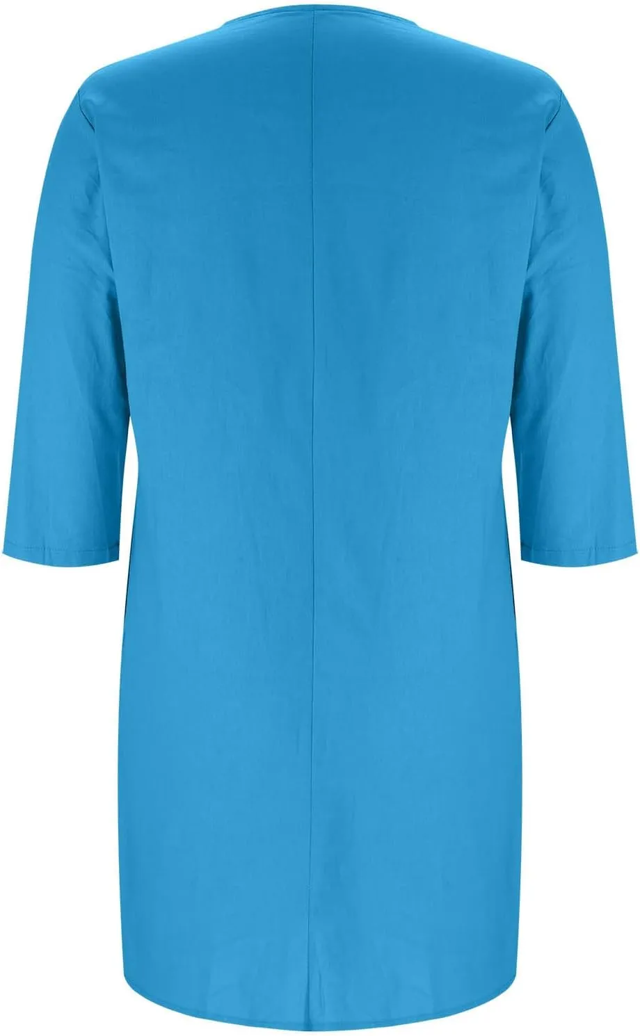 Plus Size Dresses for Curvy Women Casual V Neck 3/4 Sleeve Midi Dress Loose Fit Side Slit T-Shirt Dress with Buttons