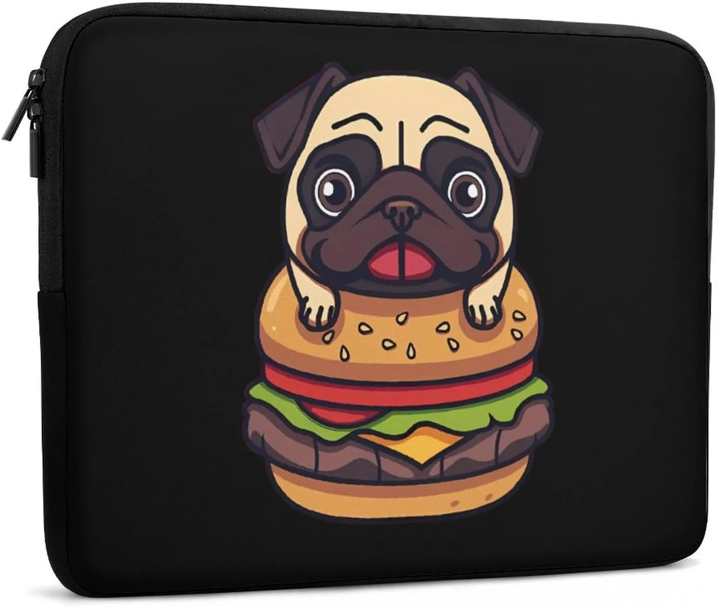 Pug Dog Hamburger Personalized Laptop Bag Business Casual Laptop Cases Slim Computer Bag Briefcase