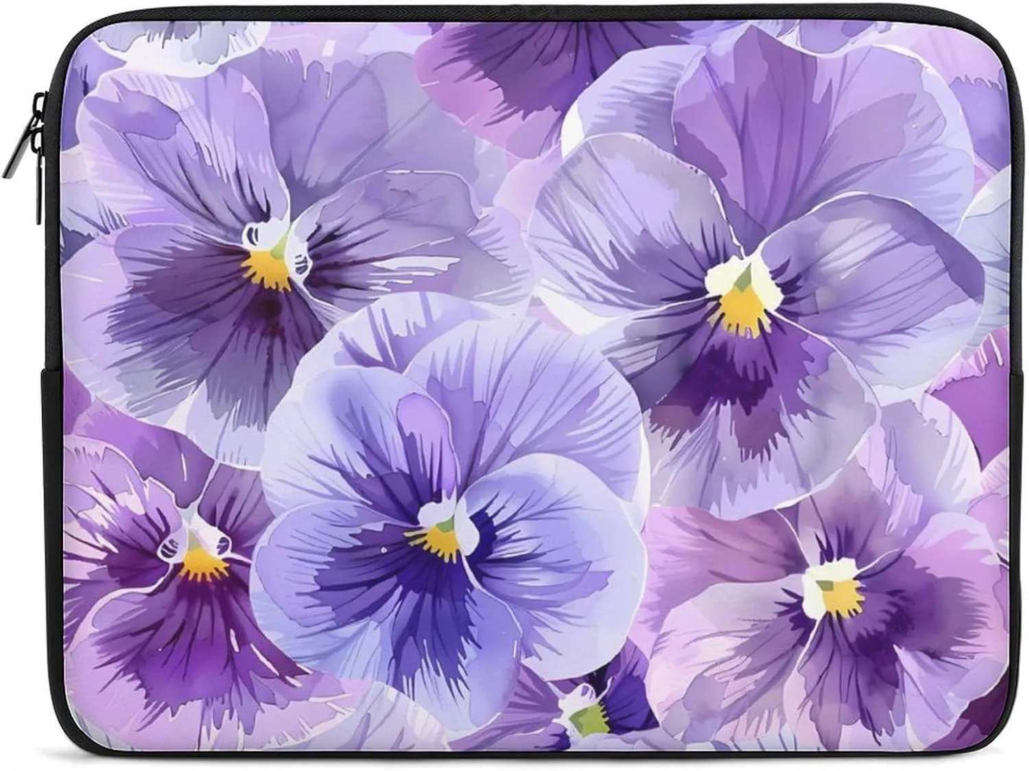 Purple Pansy Floral Personalized Laptop Bag Business Casual Laptop Cases Slim Computer Bag Briefcase