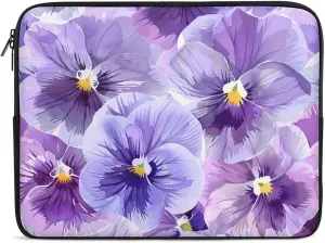 Purple Pansy Floral Personalized Laptop Bag Business Casual Laptop Cases Slim Computer Bag Briefcase