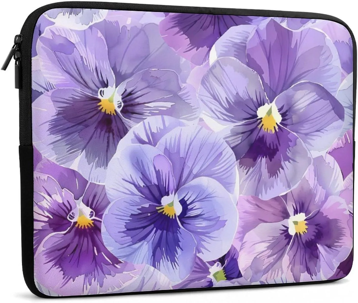 Purple Pansy Floral Personalized Laptop Bag Business Casual Laptop Cases Slim Computer Bag Briefcase