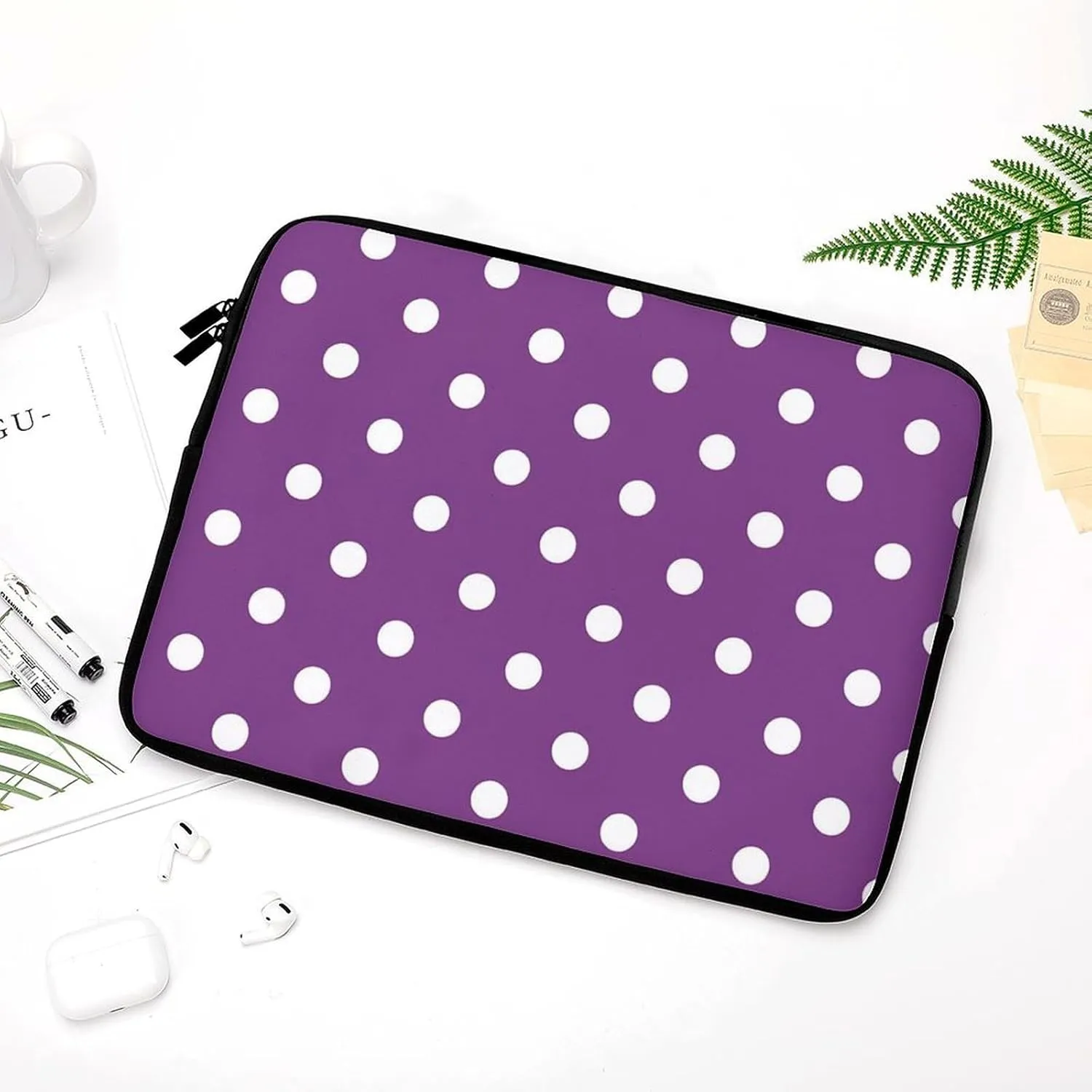 Purple White Polka Dots Personalized Laptop Bag Business Casual Laptop Cases Slim Computer Bag Briefcase