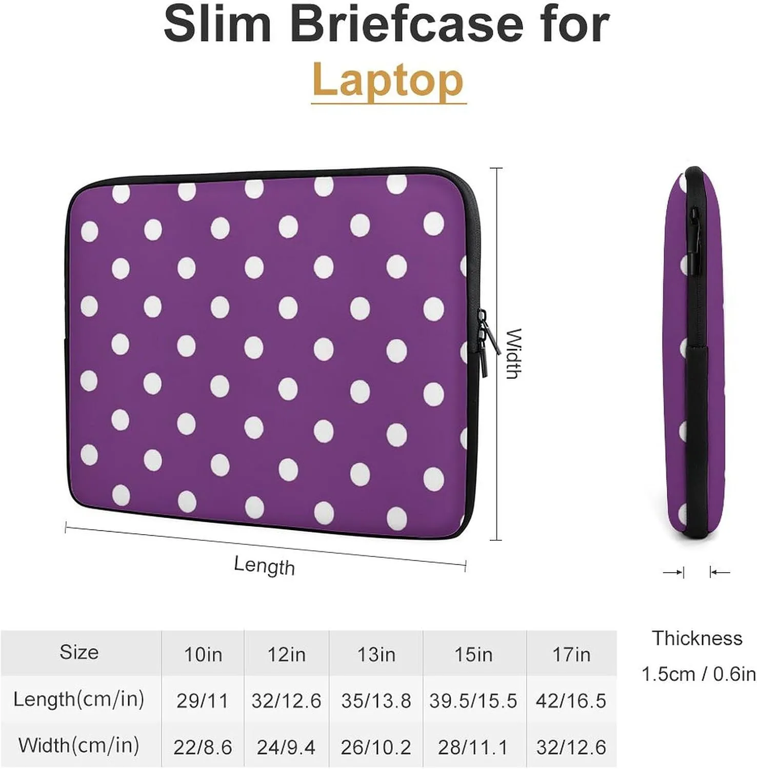 Purple White Polka Dots Personalized Laptop Bag Business Casual Laptop Cases Slim Computer Bag Briefcase