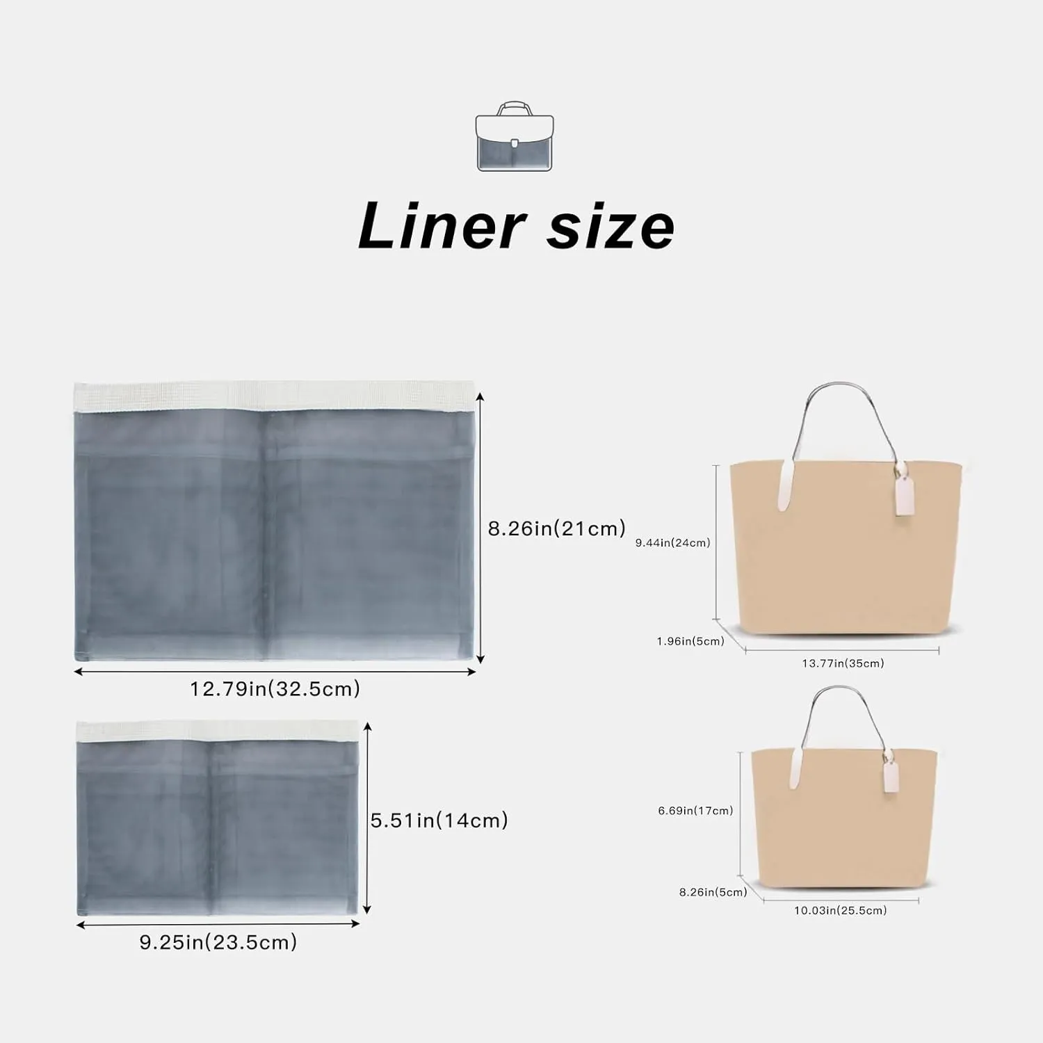 Purse Organizer, 6-Compartment Ultra Light Mini Mesh Transparent Bag Organizer Insert with Handheld and Snap Button, Tote Organizer Insert for Travel Storage, Handbag (Grey, S L)
