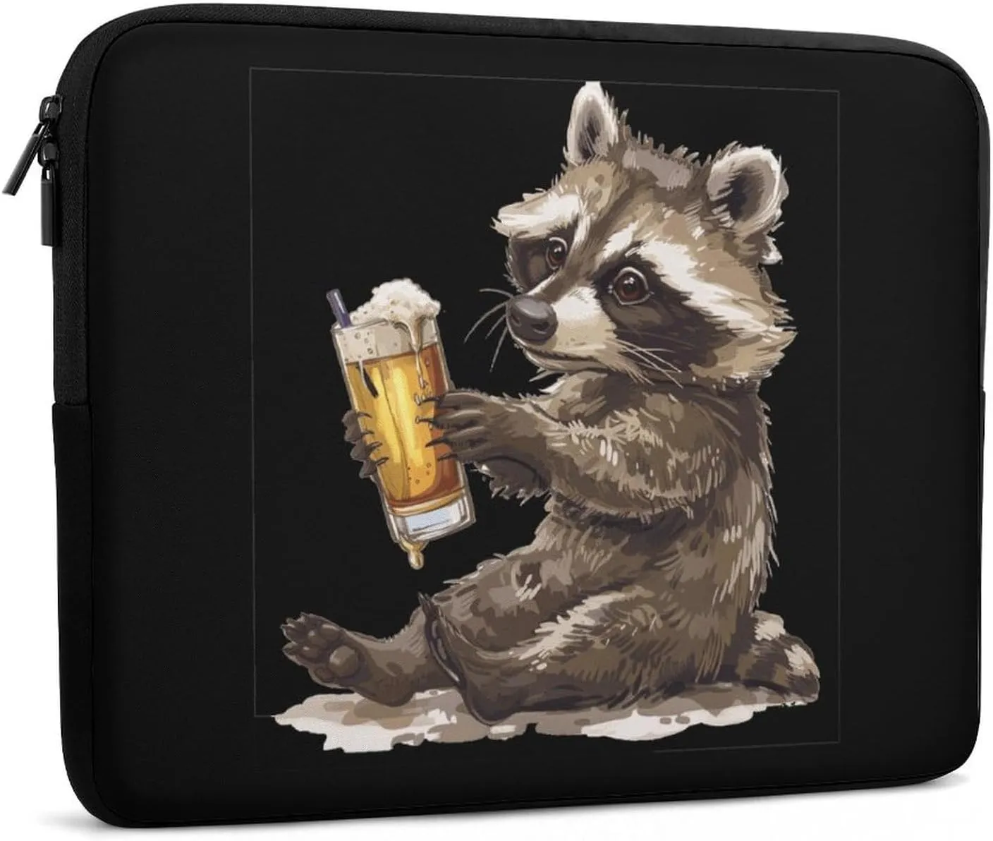 Raccoon Drinking Beer Personalized Laptop Bag Business Casual Laptop Cases Slim Computer Bag Briefcase
