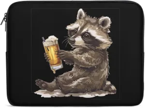Raccoon Drinking Beer Personalized Laptop Bag Business Casual Laptop Cases Slim Computer Bag Briefcase