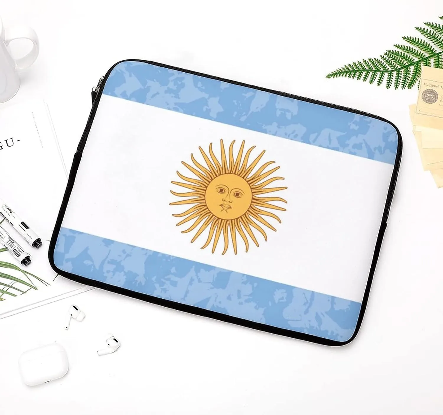 Retro Argentina Flag Waterproof Laptop Bag Business Casual Laptop Case Slim Computer Bag Briefcase