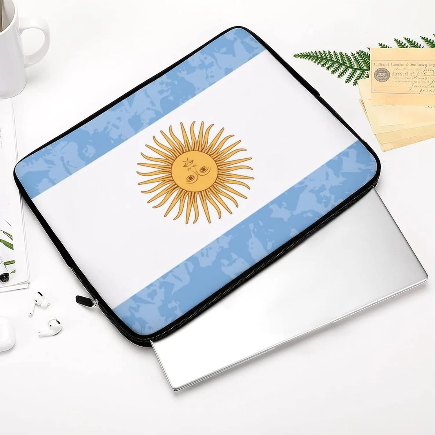 Retro Argentina Flag Waterproof Laptop Bag Business Casual Laptop Case Slim Computer Bag Briefcase