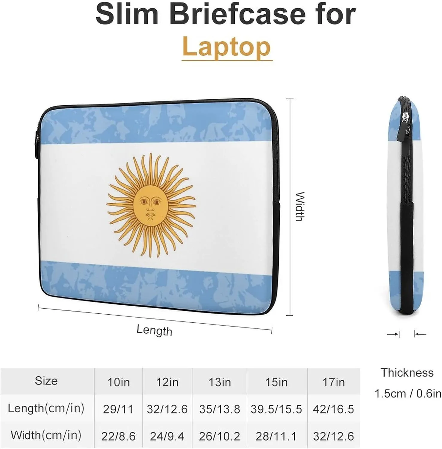 Retro Argentina Flag Waterproof Laptop Bag Business Casual Laptop Case Slim Computer Bag Briefcase