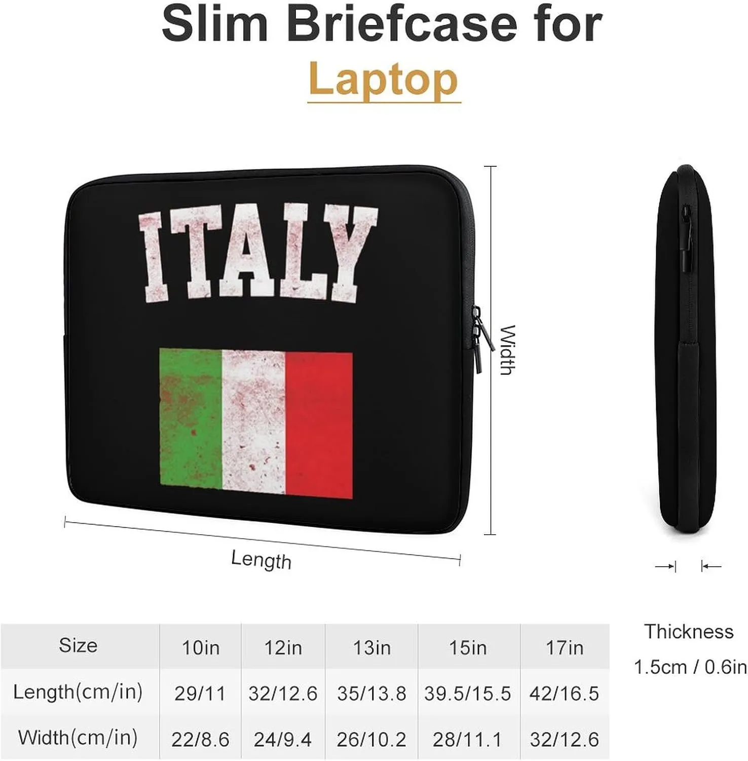 Retro Italy Flag Personalized Laptop Bag Business Casual Laptop Cases Slim Computer Bag Briefcase
