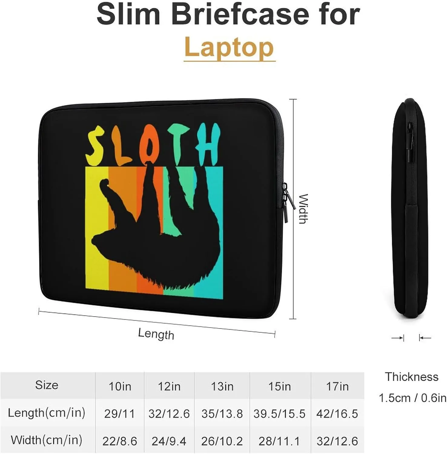 Retro Sloth Personalized Laptop Bag Business Casual Laptop Cases Slim Computer Bag Briefcase