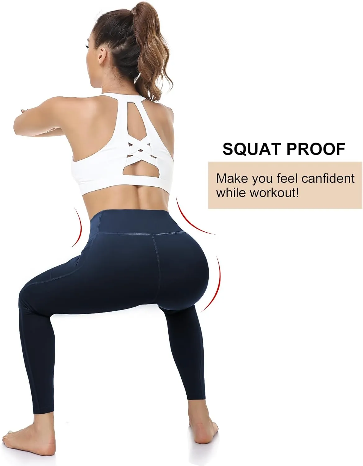 RIMLESS 7 Women's Leggings with Pockets High Waist Cotton Yoga Pants Workout Running Athletic Capris