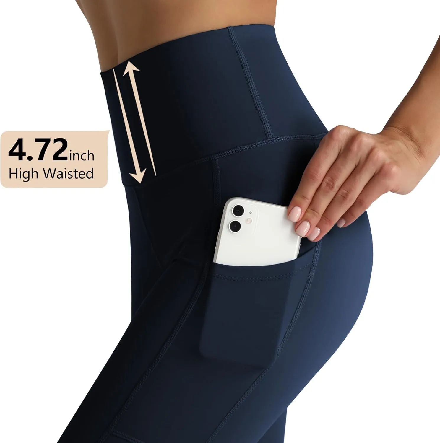 RIMLESS 7 Women's Leggings with Pockets High Waist Cotton Yoga Pants Workout Running Athletic Capris