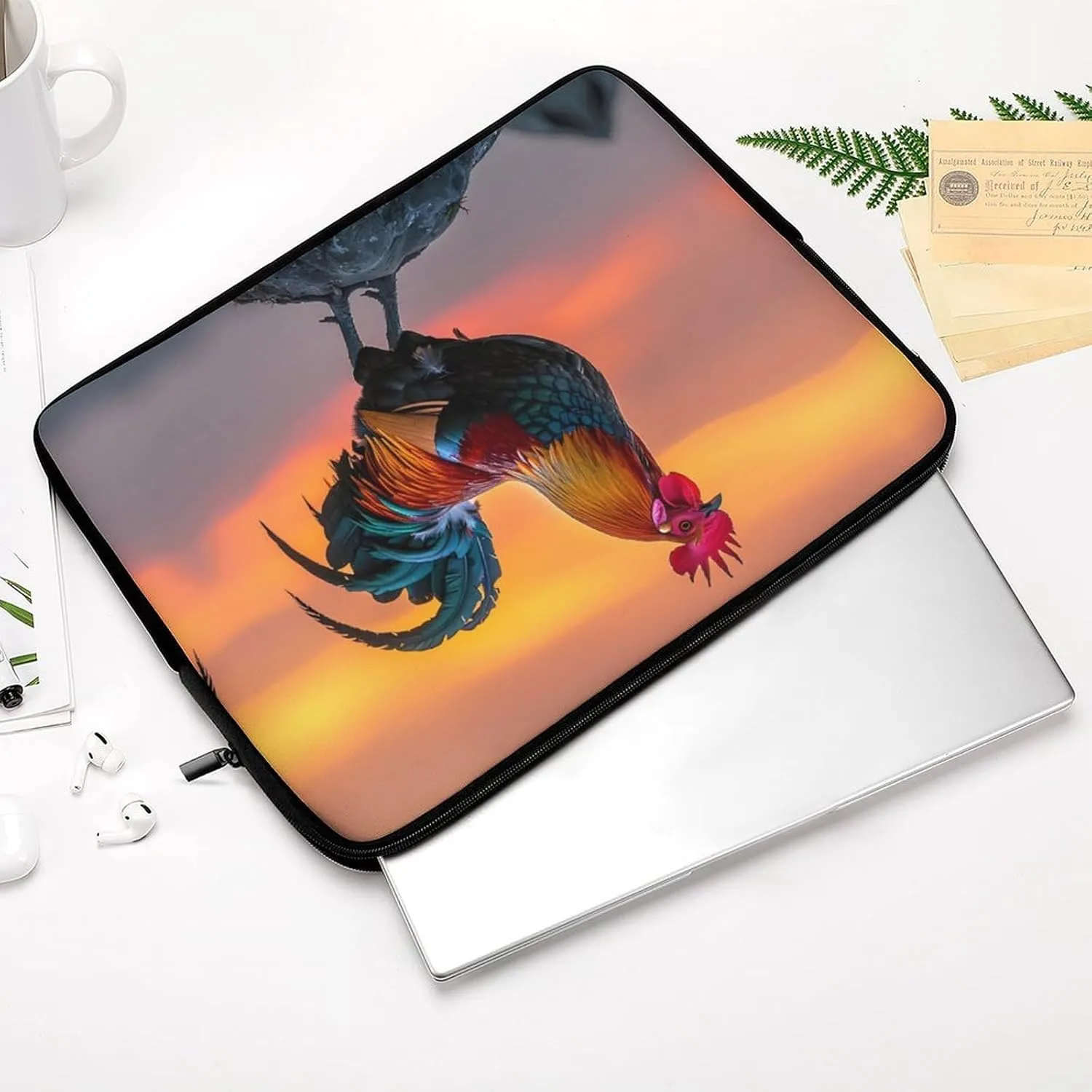 Rooster Sunrise Personalized Laptop Bag Business Casual Laptop Cases Slim Computer Bag Briefcase