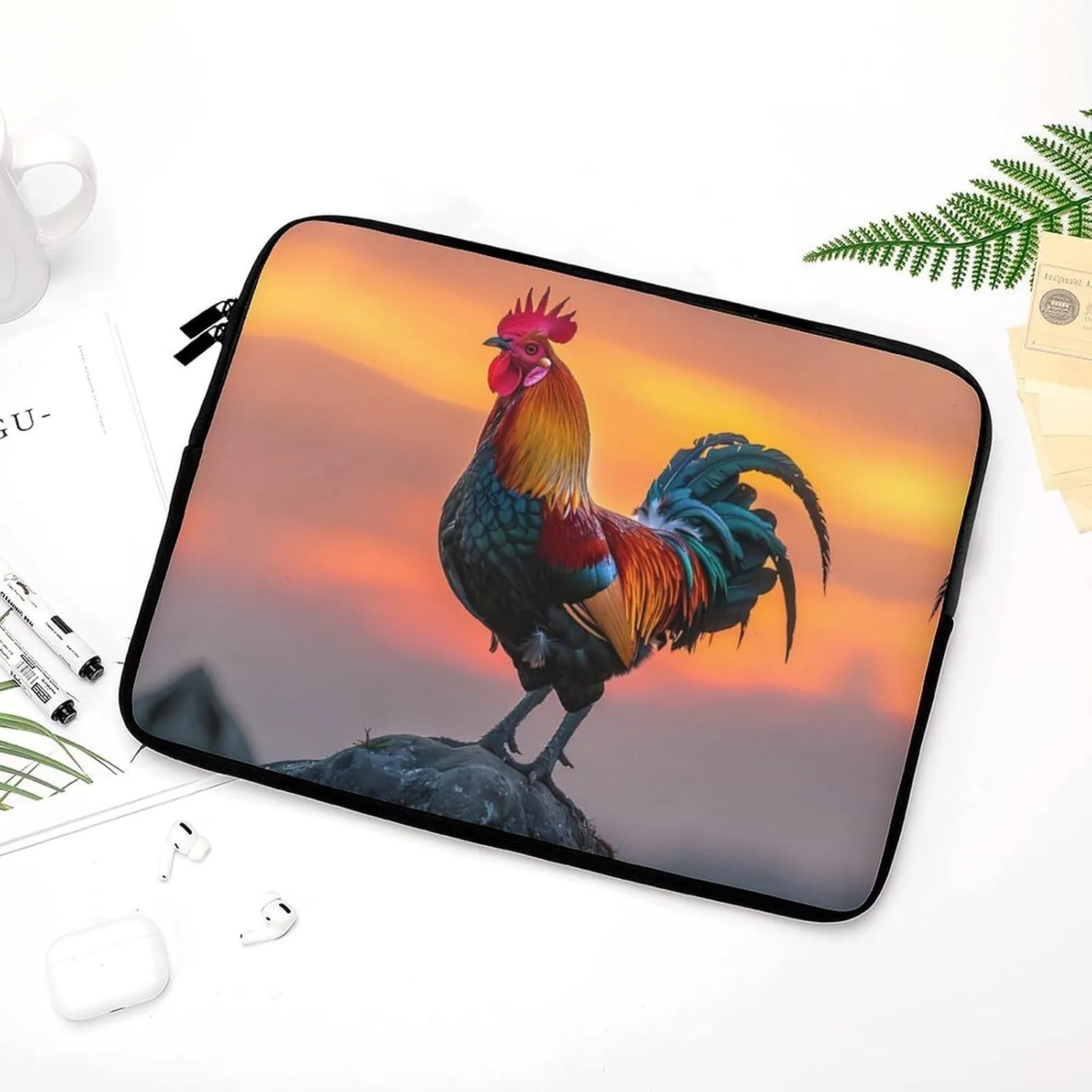 Rooster Sunrise Personalized Laptop Bag Business Casual Laptop Cases Slim Computer Bag Briefcase