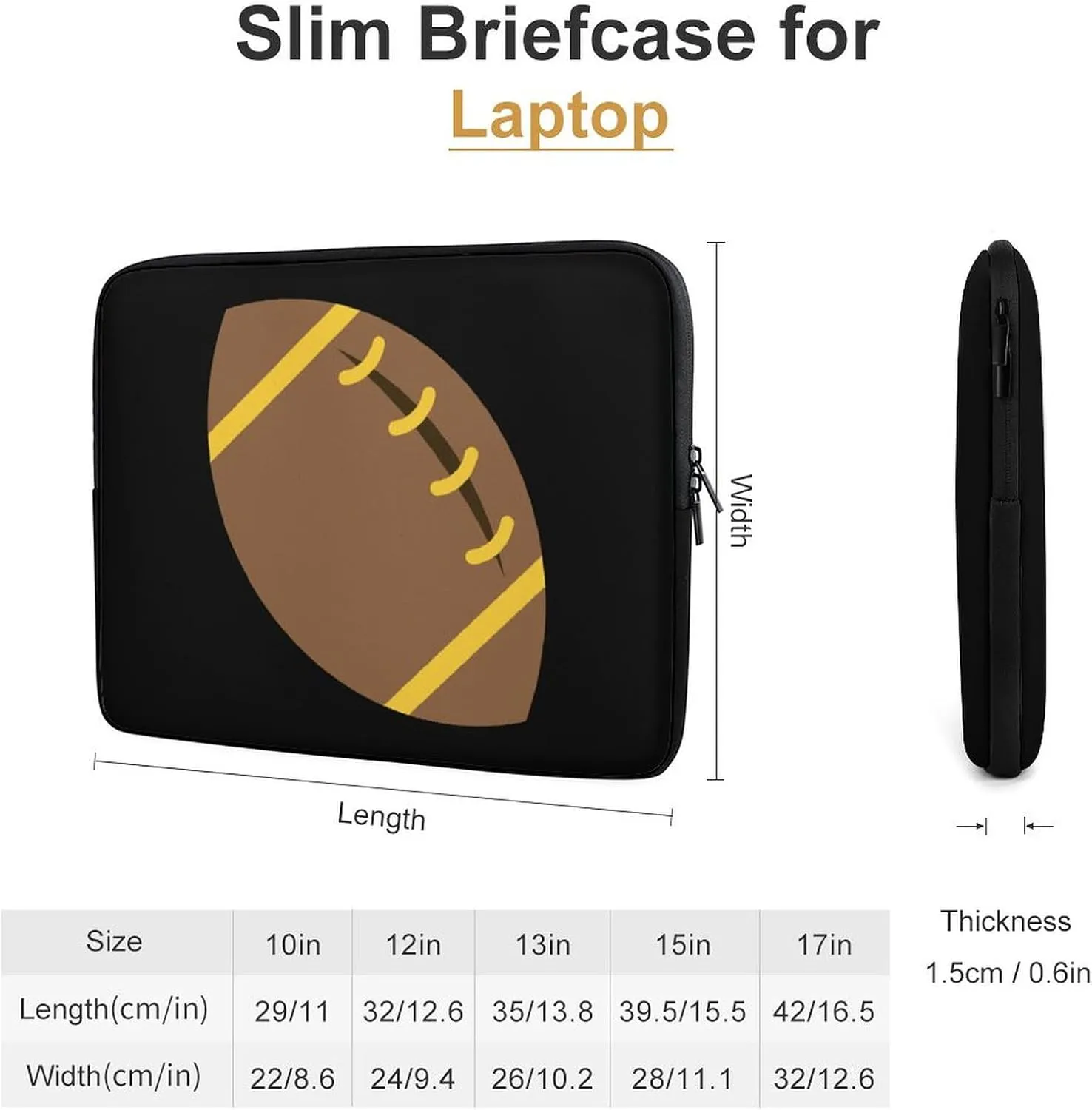 Rugby American Football Personalized Laptop Bag Business Casual Laptop Cases Slim Computer Bag Briefcase