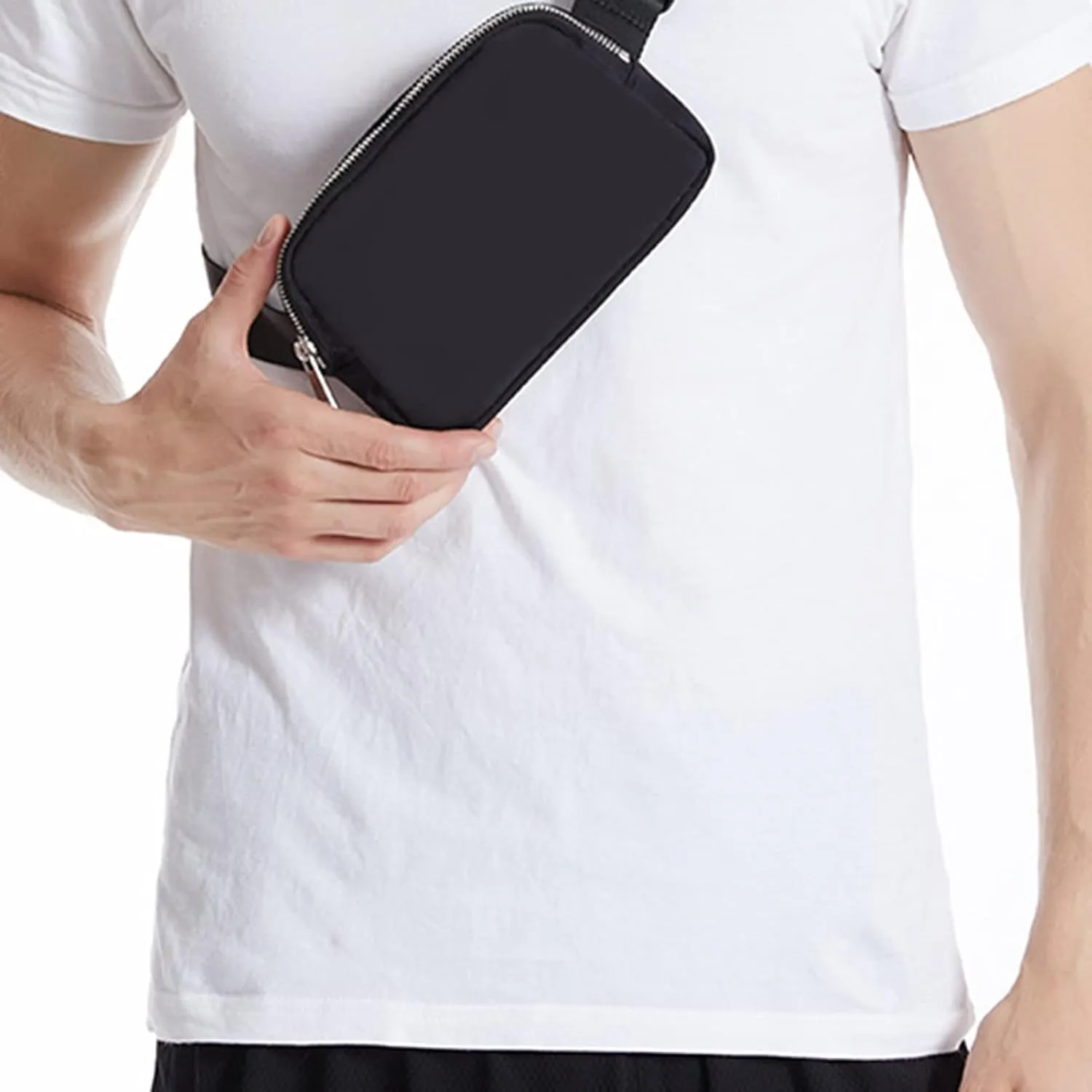 Running Belt,Men or Women Ultra Light Bounce Freess Waist Pouch Bag,Sports Waist Belt Pouch Large Capacity Variable Waist Bag for Travel, Essential Sports Belt Pouch for (Black)