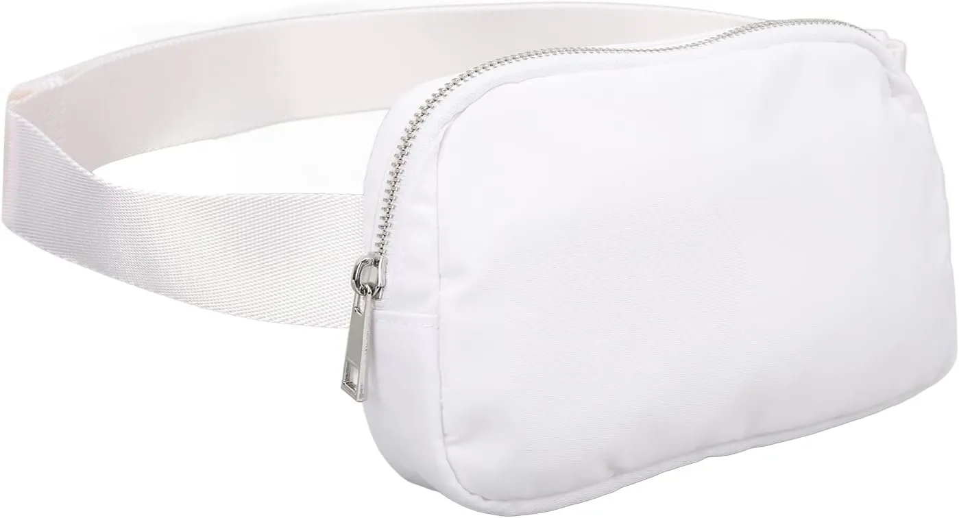 Running Belt,Men or Women Ultra Light Bounce Freess Waist Pouch Bag,Sports Waist Belt Pouch Large Capacity Variable Waist Bag for Travel, Essential Sports Belt Pouch for (White)
