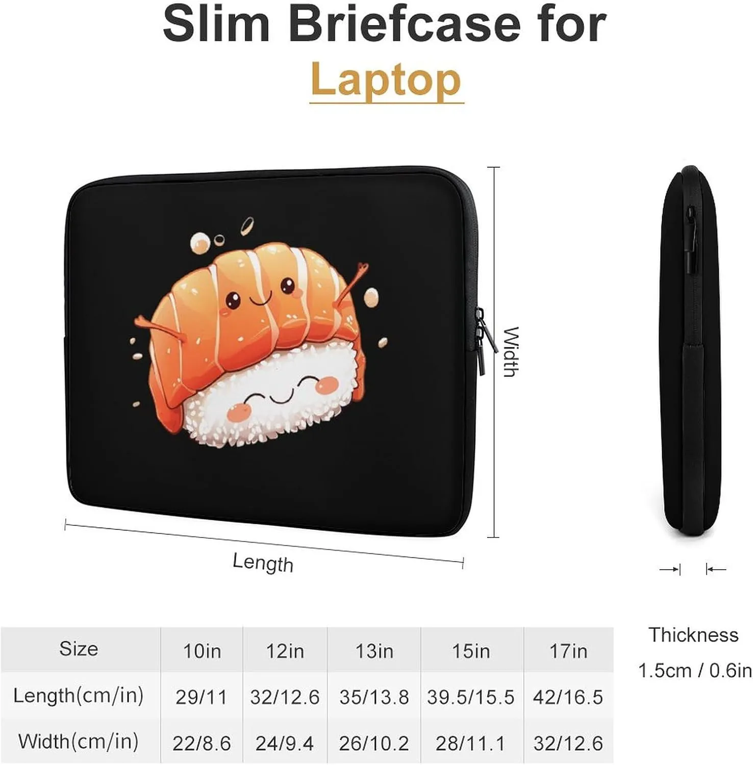 Salmon Sushi Hug Personalized Laptop Bag Business Casual Laptop Cases Slim Computer Bag Briefcase