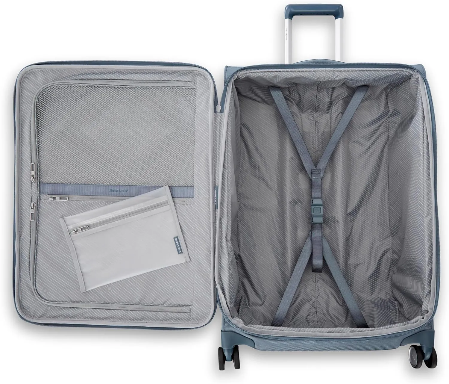 Samsonite UpLIFT 25" Lightweight Softside Luggage with Spinner Wheels - Expandable, Medium Checked - Airline-Approved, Polyester Soft Suitcase for Ultra Light Travel - Elemental Blue