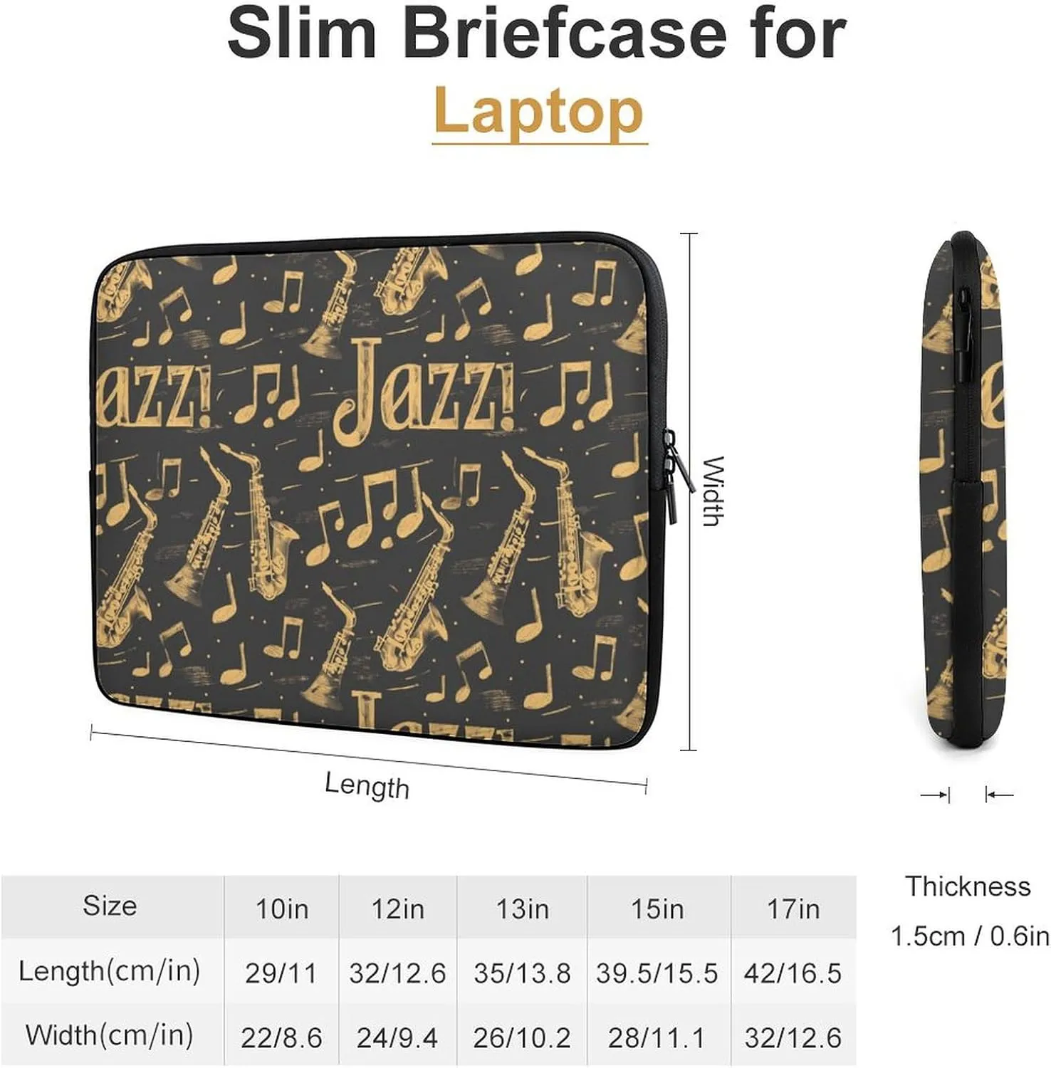 Saxophones Jazz Personalized Laptop Bag Business Casual Laptop Cases Slim Computer Bag Briefcase