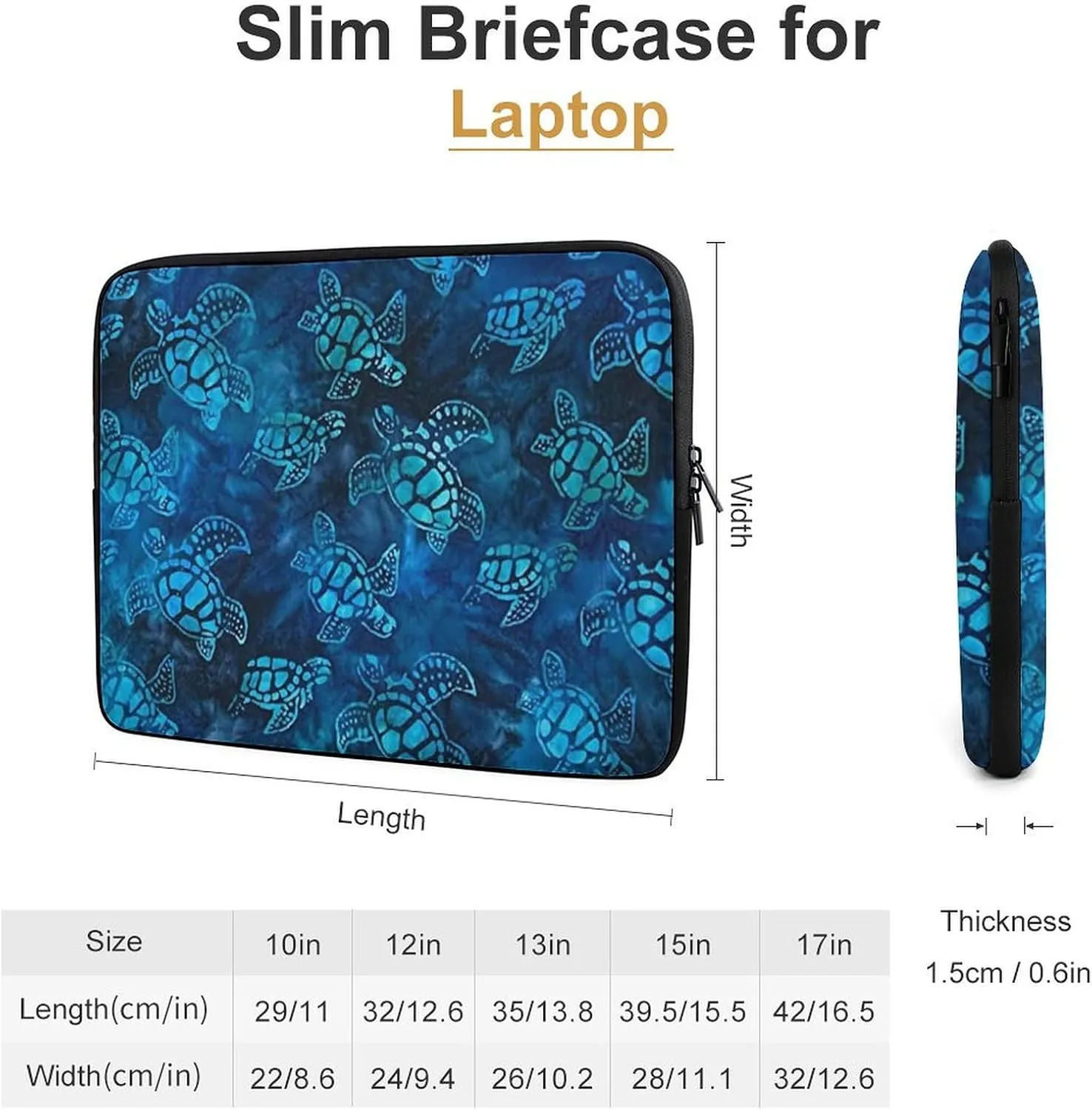 Sea Turtle Animal Personalized Laptop Bag Business Casual Laptop Case Slim Computer Bag Briefcase