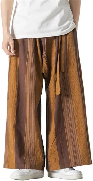 Seidarise Men's Wide Leg Casual Harem Linen Japanese Yoga Harem Pants Hip hop Joggers Baggy