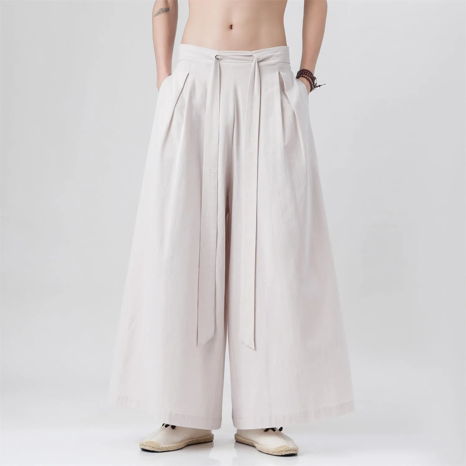 Seidarise Men's Wide Leg Casual Harem Linen Japanese Yoga Harem Pants Hip hop Joggers Baggy