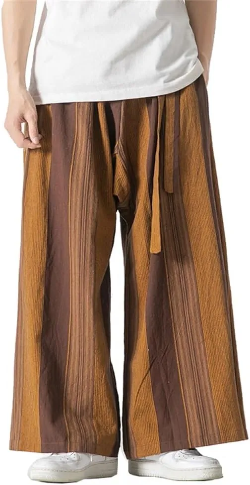 Seidarise Men's Wide Leg Casual Harem Linen Japanese Yoga Harem Pants Hip hop Joggers Baggy