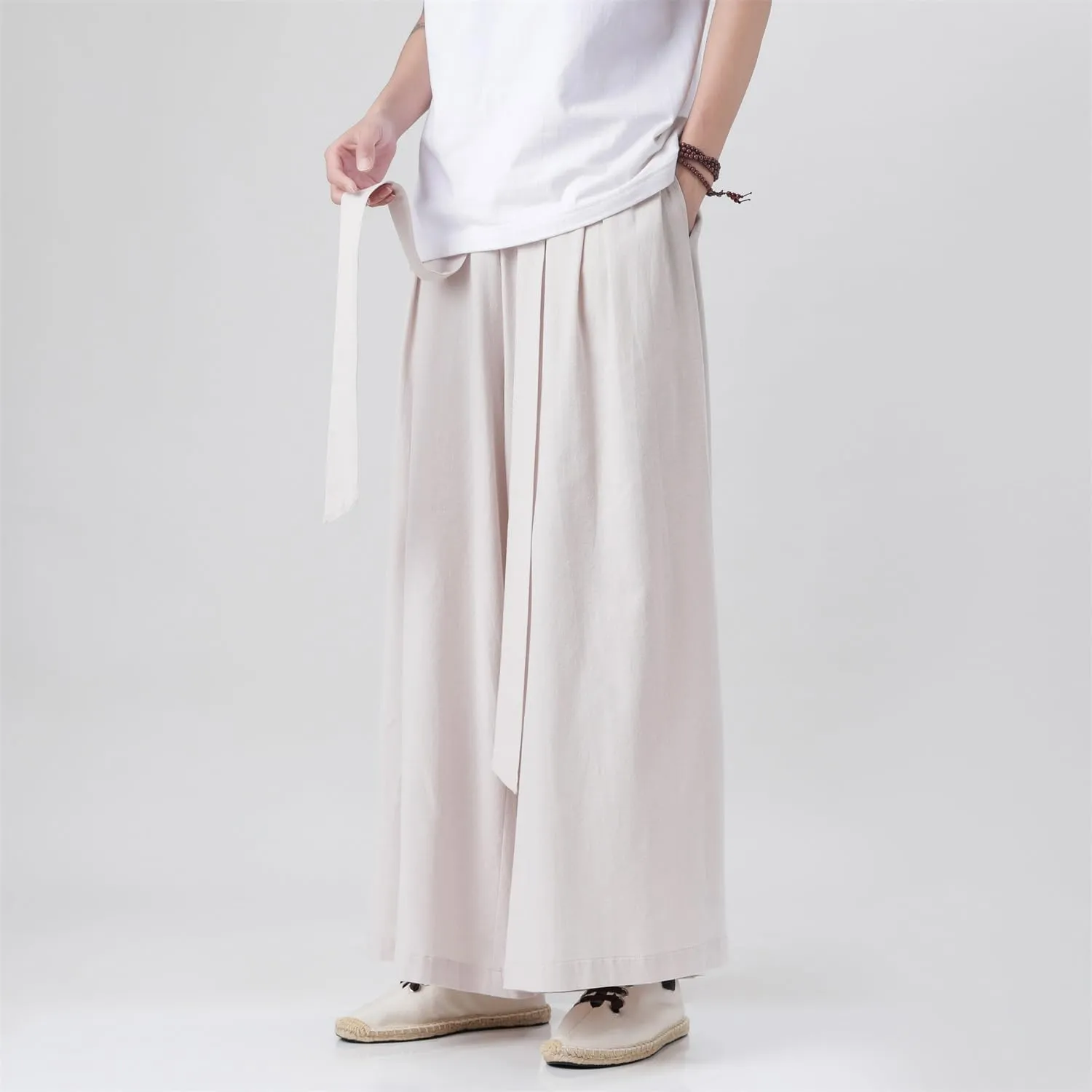 Seidarise Men's Wide Leg Casual Harem Linen Japanese Yoga Harem Pants Hip hop Joggers Baggy