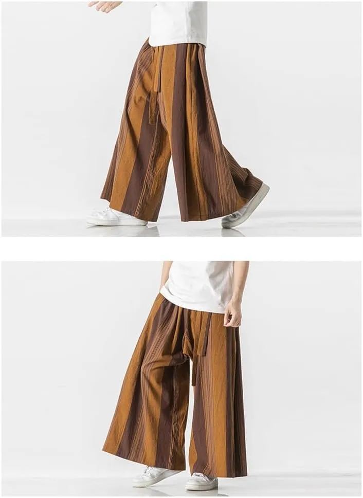 Seidarise Men's Wide Leg Casual Harem Linen Japanese Yoga Harem Pants Hip hop Joggers Baggy