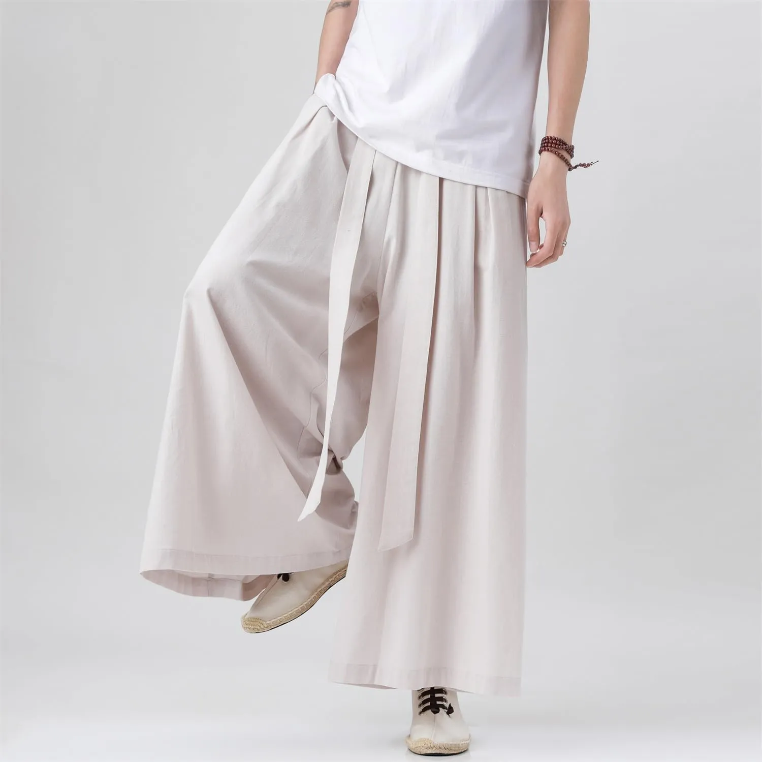 Seidarise Men's Wide Leg Casual Harem Linen Japanese Yoga Harem Pants Hip hop Joggers Baggy